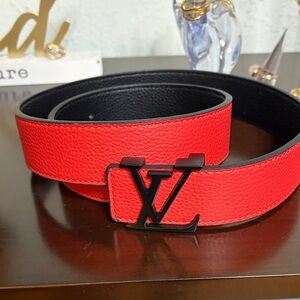 Red Designer Leather Belt